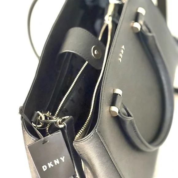 DKNY Vela Triple Compartment Black Satchel - Picture 6 of 9